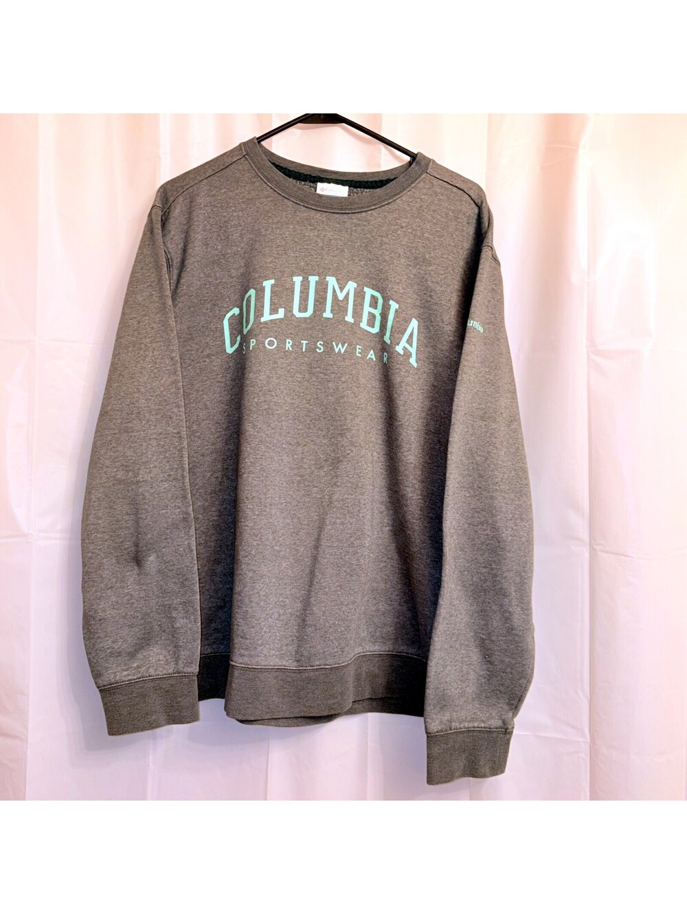 Columbia Men's Sweatshirt Spellout Large L Green Teal